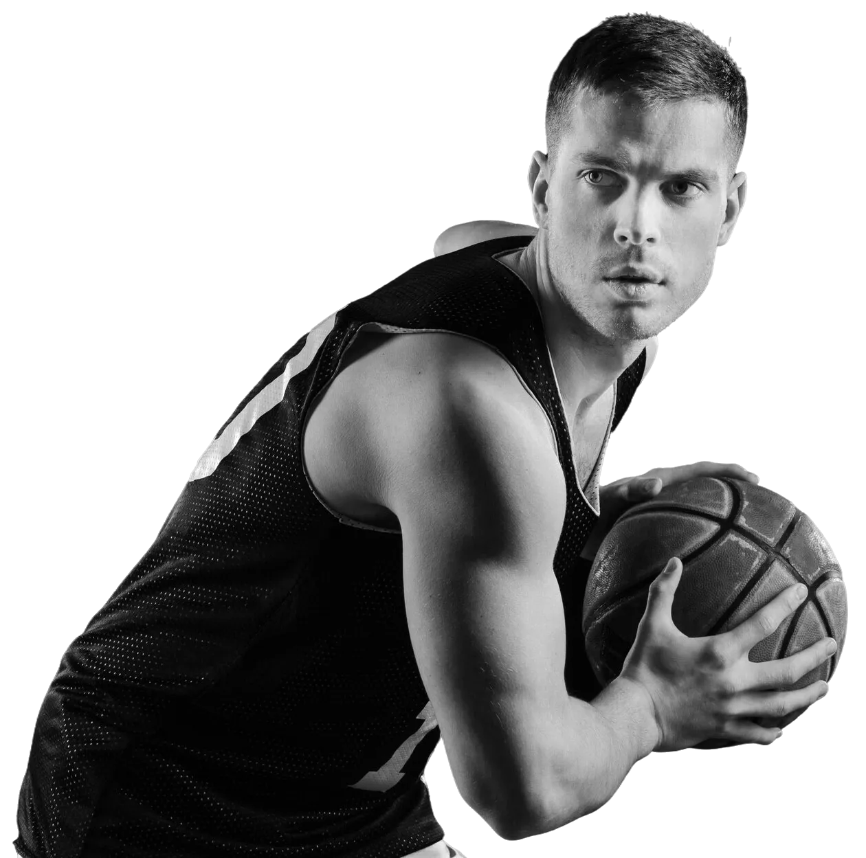 Jugador baloncesto guapo pelota